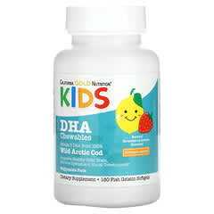 California Gold Nutrition, 子ども用DHAチュアブル、100％ワイルドホッキョクタラ、ストロベリーレモン風味、魚ゼラチンソフトジェル180粒