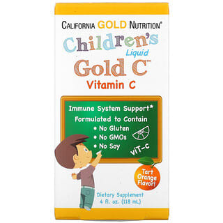 California Gold Nutrition, فيتامين جـ في شكل سائل للأطفال، موافق لدستور الأدوية الأمريكي، نكهة البرتقال الحامض، 4 أونصة سائلة (118 مل)