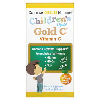 California Gold Nutrition, 子ども用リキッドGold C（ゴールドC）ビタミンC、USP（米国薬局方）グレード、タルトオレンジ風味、118ml（4液量オンス）