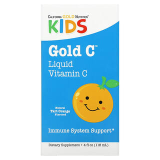 California Gold Nutrition, Gold C, Vitamina C líquida para niños, Verificada por la farmacopea de EE. UU. (USP), Sabor a naranja ácida, 118 ml (4 oz. líq.)