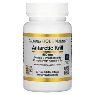 California Gold Nutrition, Antarctic Krill Oil, antarktisches Krillöl, mit Astaxanthin, RIMFROST, natürlicher Erdbeer- und Zitronengeschmack, 500 mg, 30 Weichkapseln mit Fischgelatine