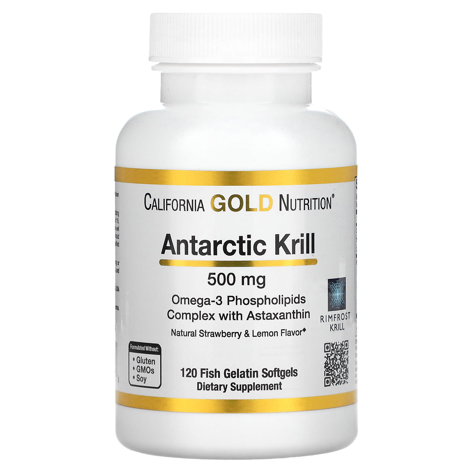 California Gold Nutrition, масло антарктического криля, комплекс фосфолипидов из омега-3 с астаксантином, натуральный клубнично-лимонный вкус, 500 мг, 120 капсул
