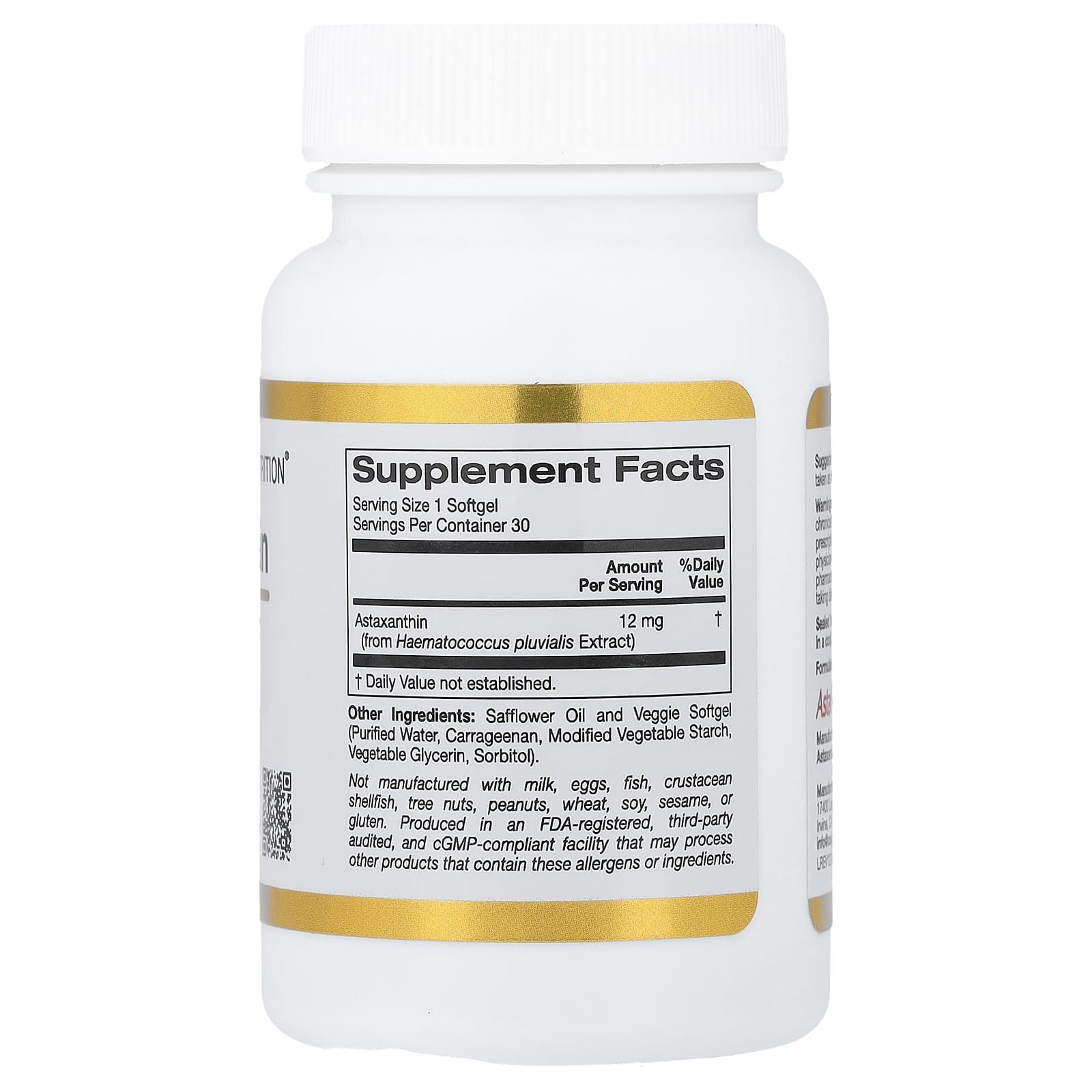 California Gold Nutrition, 蝦青素，Astalif® 全冰島，12 毫克，30 粒素食軟膠囊
