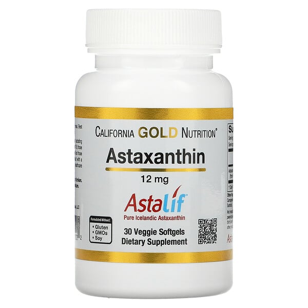 California Gold Nutrition, Astaxanthin, Astaliff® Pure Icelandic, 12 mg, 30 Veggie Softgels