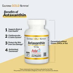 California Gold Nutrition, アスタキサンチン、Astalif（アスタリフ）純アイスランド産、12mg、植物性ソフトジェル120粒