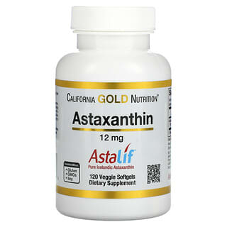 California Gold Nutrition, Astaxantina AstaLif pura proveniente de Islandia, 12 mg, 120 cápsulas blandas vegetales