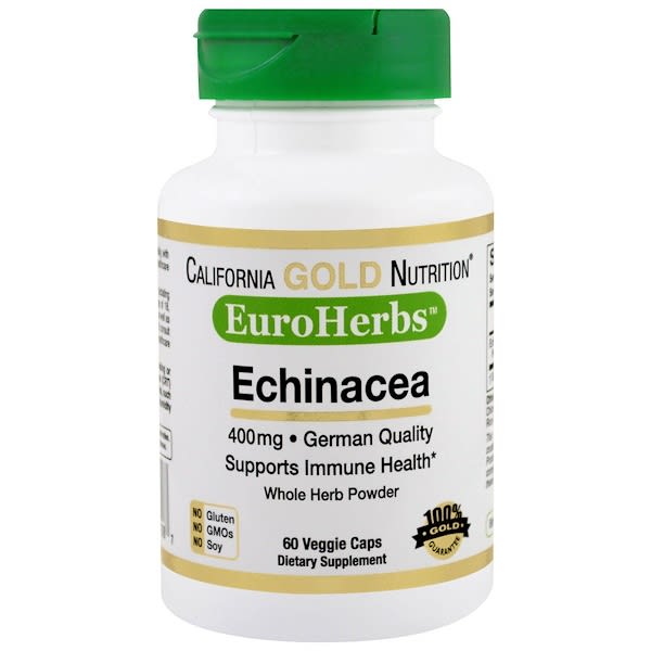 California Gold Nutrition, エキナセア、EuroHerbs、ホールパウダー、400 mg、60ベジカプセル