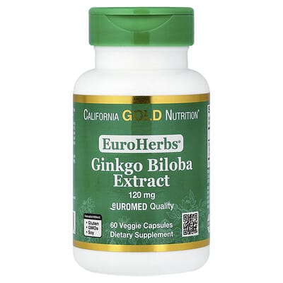 California Gold Nutrition, EuroHerbs&trade;, Ginkgo Biloba Extract, Euromed Quality, 120 mg, 60 Veggie Capsules