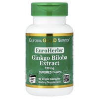 California Gold Nutrition, EuroHerbs™, Ginkgo Biloba Extract, Euromed Quality, 120 mg, 60 Veggie Capsules