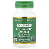 California Gold Nutrition, EuroHerbs™, Extrait de mélisse, Qualité Euromed, 500 mg, 60 capsules végétales