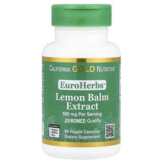 California Gold Nutrition, EuroHerbs™, Lemon Balm Extract, Euromed Quality, 500 mg, 60 Veggie Capsules