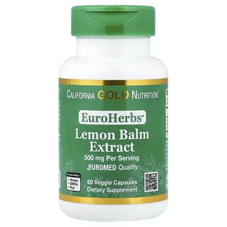 California Gold Nutrition, EuroHerbs™, Extrait de mélisse, Qualité Euromed, 500 mg, 60 capsules végétales