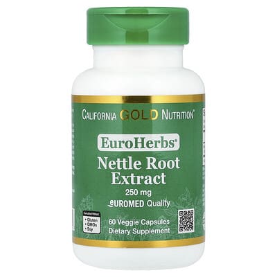 California Gold Nutrition, EuroHerbs®, Nettle Root Extract, Euromed Quality, 250 mg, 60 Veggie Capsules