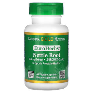 California Gold Nutrition, EuroHerbs, экстракт корня крапивы, качество Euromed, 250 мг, 60 растительных капсул