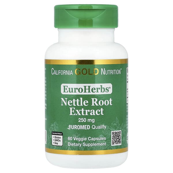 California Gold Nutrition, EuroHerbs®, 쐐기풀 뿌리추출물, EuroMed 품질, 250mg, 베지 캡슐 60정