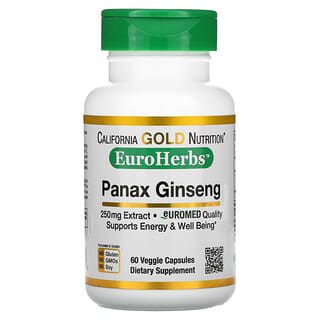 California Gold Nutrition, Panax Ginseng Extract, EuroHerbs, European Quality, 250 mg, 60 Veggie Capsules