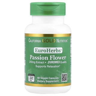 California Gold Nutrition, EuroHerbs™, Çarkıfelek Çiçeği Özü, Euromed Kalitesi, 250 mg, 60 Bitkisel Kapsül