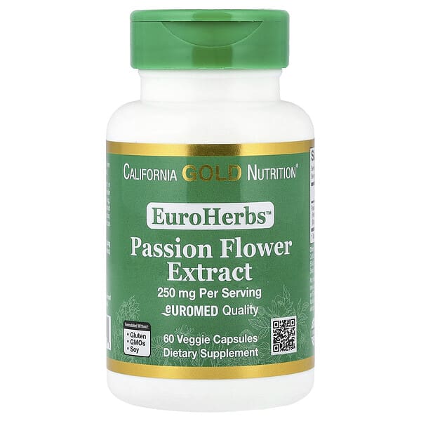 EuroHerbs™, Passion Flower Extract, Euromed Quality, 250 mg, 60 Veggie Capsules