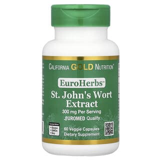 California Gold Nutrition, EuroHerbs, Extrait de millepertuis, Qualité Euromed, 300 mg, 60 capsules végétales