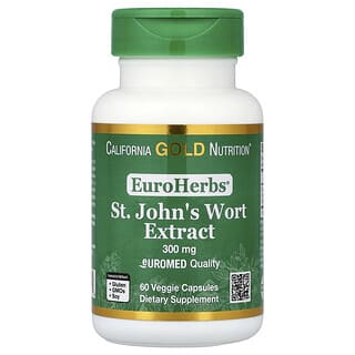 California Gold Nutrition, EuroHerbs™，贯叶连翘提取物，Euromed 质量，300 毫克，60 粒素食胶囊