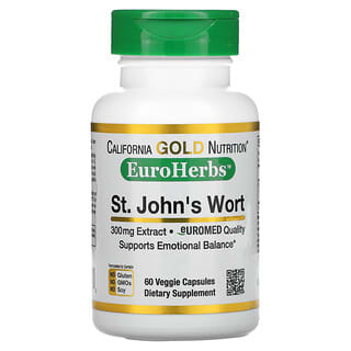 California Gold Nutrition, Extracto de hierba de San Juan, EuroHerbs, Calidad EuroMed, 300 mg, 60 cápsulas vegetales