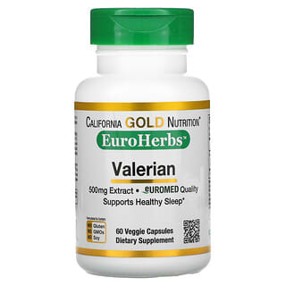 California Gold Nutrition, Valerian, EuroHerbs, European Quality, 500 mg, 60 Veggie Capsules
