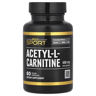 California Gold Nutrition, Acetil L-Carnitina, 500 mg, 60 Cápsulas Vegetais