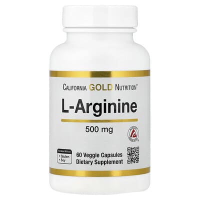 California Gold Nutrition, L-Arginine, 500 mg, 60 Vegetarian Capsules