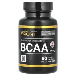 California Gold Nutrition, BCAA, аминокислоты с разветвленной цепью AjiPure®, 500 мг, 60 растительных капсул