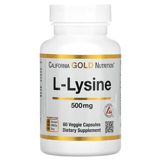 California Gold Nutrition, L-лизин, 500 мг, 60 растительных капсул  