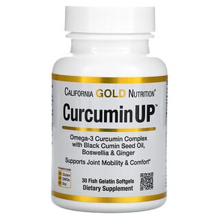 California Gold Nutrition‏, Curcumin UP, קומפלקס אומגה 3 וכורכומין, תמיכה בתנועתיות ונוחות המפרקים, 30 כמוסות רכות עם ג'לטין מדגים