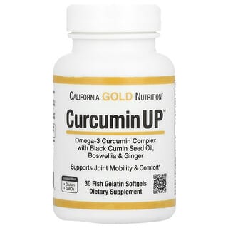 California Gold Nutrition, CurcuminUP, комплекс с омега-3 и куркумином, для подвижности и комфорта в работе суставов, 30 капсул из рыбьего желатина