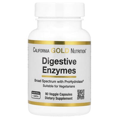 California Gold Nutrition, Digestive Enzymes, with Unique Enzyme Blend, ProHydrolase® and Amylase Blend, 90 Vegetarian Capsules