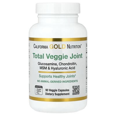 California Gold Nutrition, Total Veggie Joint Support Formula with Glucosamine, Chondroitin, MSM, and Hyaluronic Acid, 90 Veggie Capsules California Gold Nutrition, Total Veggie Joint Support Formula with Glucosamine, Chondroitin, MSM, and Hyaluronic Acid, 90 Veggie Capsules
