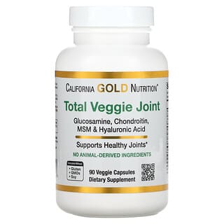 California Gold Nutrition, Total Veggie Joint، جلوكوزامين نباتي، كوندروتن، ميثيل سلفونيل ميثان وحمض الهيالورونيك، 90 كبسولة نباتية