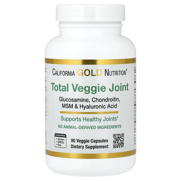 California Gold Nutrition, 종합 식물성 관절 지원 포뮬라, 글루코사민, 콘드로이틴, MSM, 히알루론산 함유, 베지 캡슐 90정