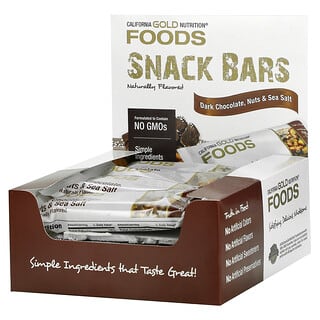 California Gold Nutrition, Foods, Barres chocolat noir, noix et sel de mer, 12 barres, 40 g chacune