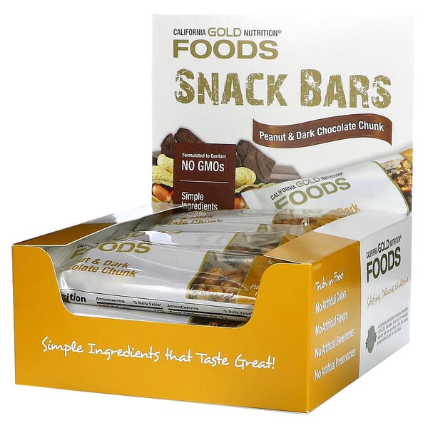 California Gold Nutrition, Foods、ピーナッツ＆ダークチョコレートチャンク、12本、各1.4 oz (40 g)