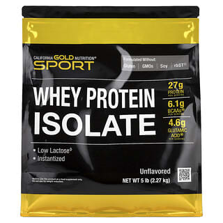 California Gold Nutrition, Sport, Aislado de proteína de suero de leche, Sin sabor, 2,27 kg (5 lb)