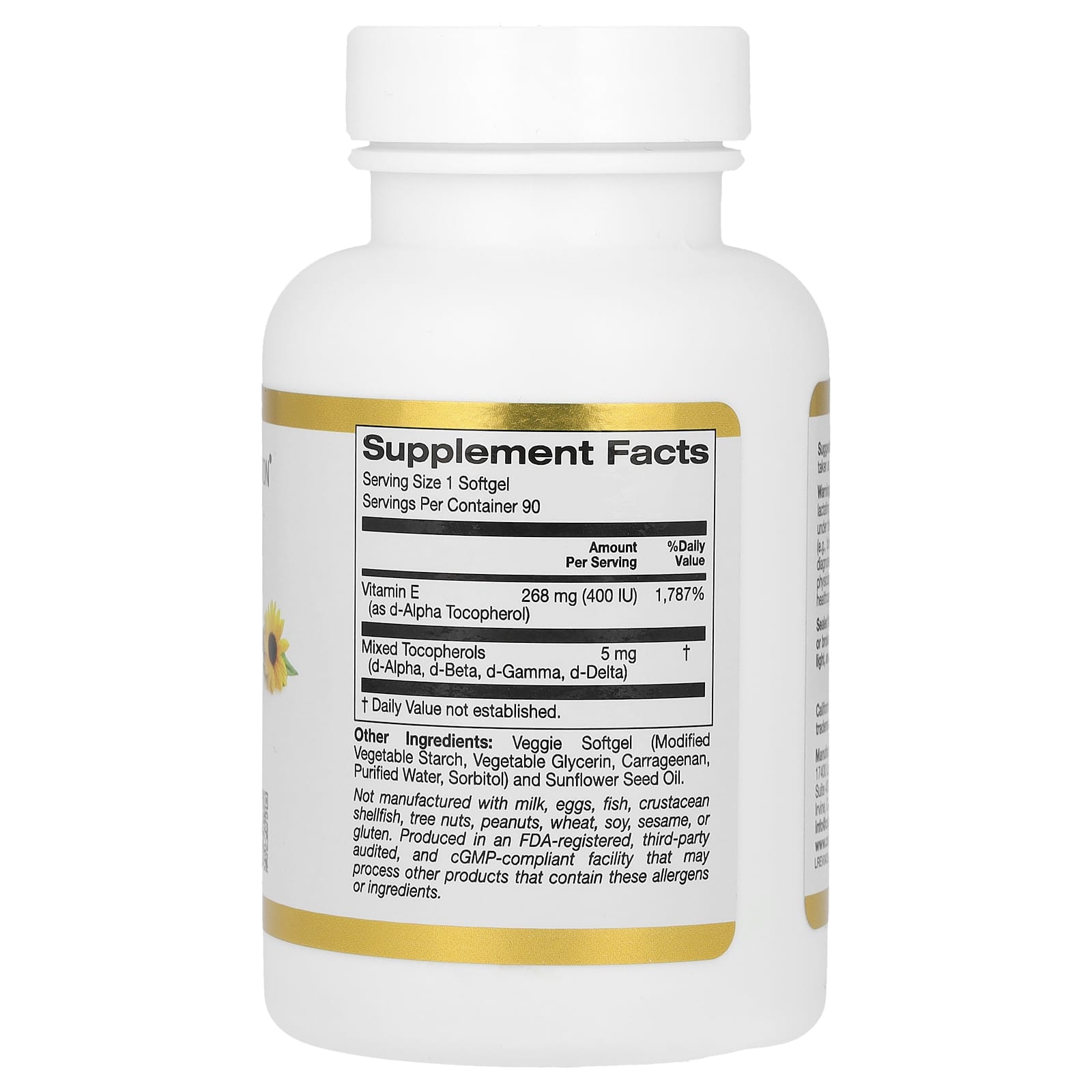 California Gold Nutrition, Sunflower Vitamin E, with Mixed Tocopherols