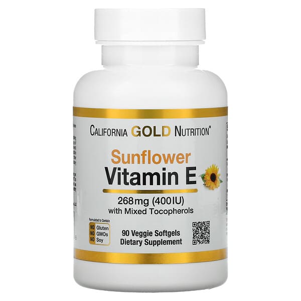 California Gold Nutrition, Sunflower Vitamin E, with Mixed Tocopherols, 400 IU, 90 Veggie Softgels