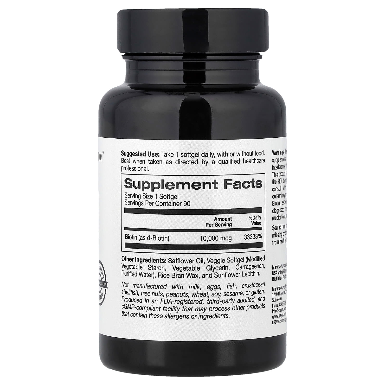 California Gold Nutrition, 生物維他命，10,000 微克，90 粒素食軟凝膠