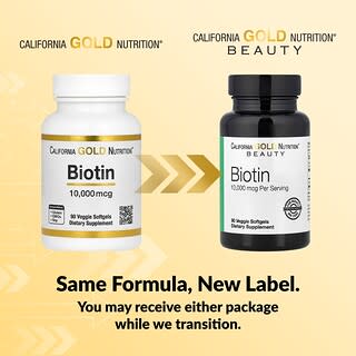 California Gold Nutrition, Biotina, 10.000 mcg, 90 cápsulas blandas vegetales