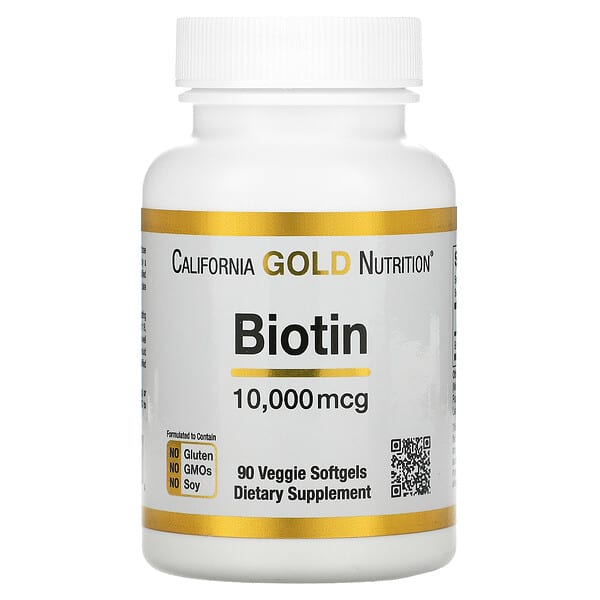 California Gold Nutrition, Biotin, 10,000 mcg, 90 野菜ソフトゲル