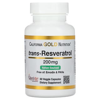 California Gold Nutrition, Trans-Resveratrol, 200 mg, 60 Veggie Capsules