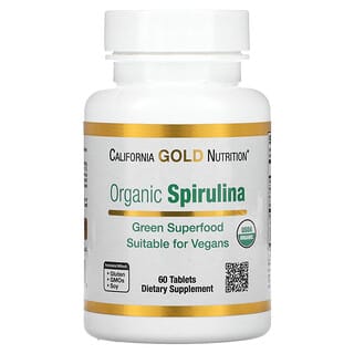 California Gold Nutrition, Espirulina orgánica, Producto orgánico certificado por el USDA, 500 mg, 60 comprimidos