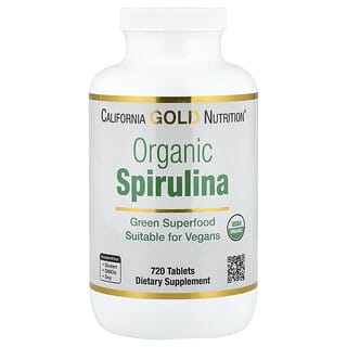 California Gold Nutrition, Organic Spirulina with Phycocyanin, Chlorophyll, and Carotenoids, 720 Tablets