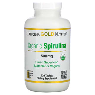 California Gold Nutrition, Espirulina orgánica, Certificada por USDA, 500 mg, 720 comprimidos
