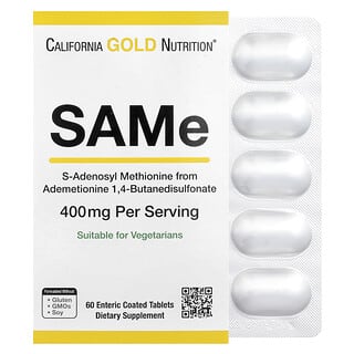 California Gold Nutrition, SAMe (S-Adenosyl L-Methionine), 400 mg, 60 Tablets