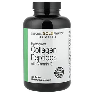 California Gold Nutrition, Peptide de colagen hidrolizat, tip I și III și vitamina C, 250 de tablete